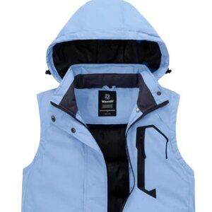 Wantdo Women's Waterproof Winter Puffer Vest Insulated Gilet-Blue-Size L-NWOT